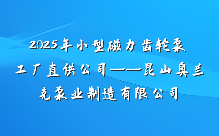 2025年小型磁力齿轮泵工厂直供公司——昆山奥兰克泵业制造有限公司
