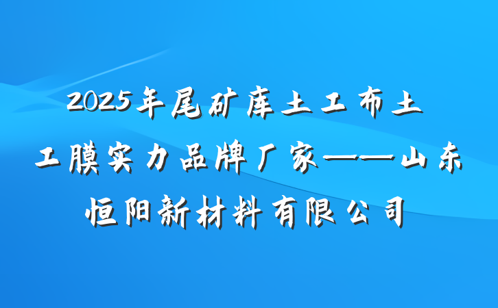 2025年尾矿库土工布土工膜实力品牌厂家——山东恒阳新材料有限公司