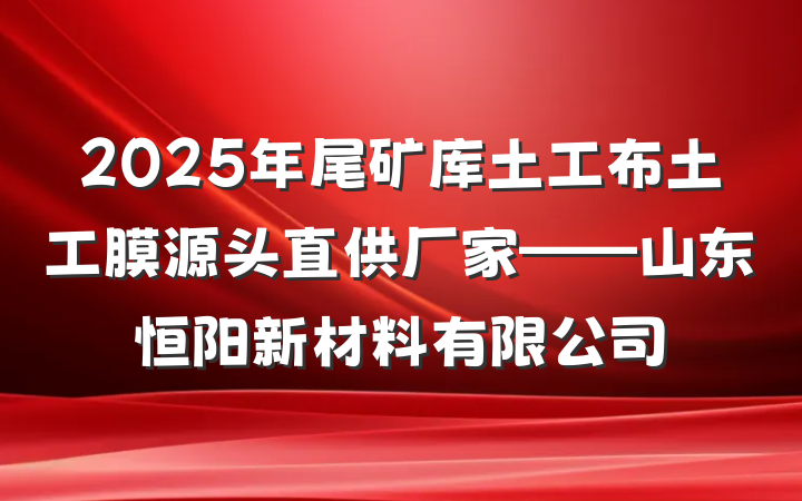 2025年尾矿库土工布土工膜源头直供厂家——山东恒阳新材料有限公司