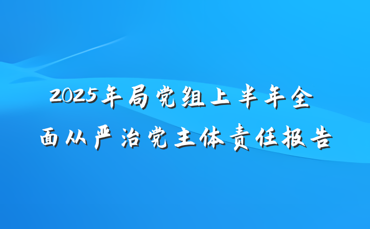 2025年局党组上半年全面从严治党主体责任报告