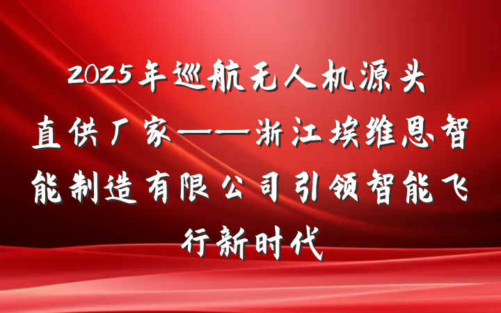 2025年巡航无人机源头直供厂家——浙江埃维恩智能制造有限公司引领智能飞行新时代