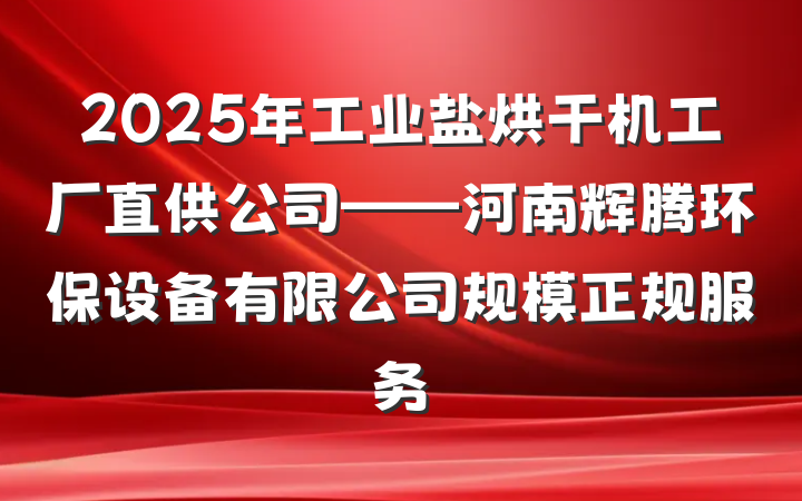 2025年工业盐烘干机工厂直供公司——河南辉腾环保设备有限公司规模正规服务
