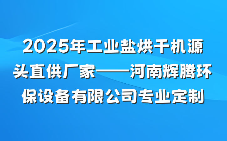 2025年工业盐烘干机源头直供厂家——河南辉腾环保设备有限公司专业定制