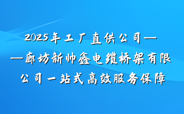 2025年工厂直供公司——廊坊新帅鑫电缆桥架有限公司一站式高效服务保障