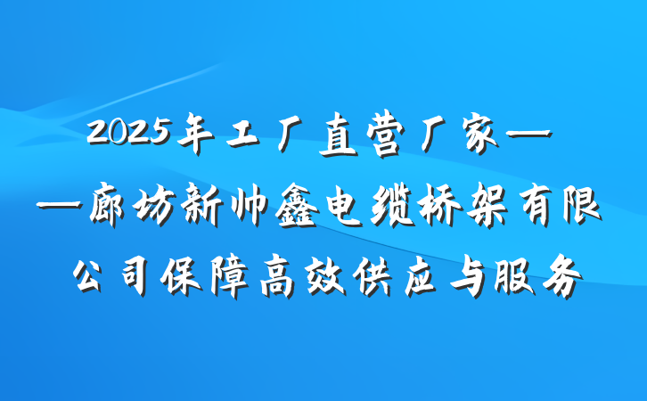 2025年工厂直营厂家——廊坊新帅鑫电缆桥架有限公司保障高效供应与服务