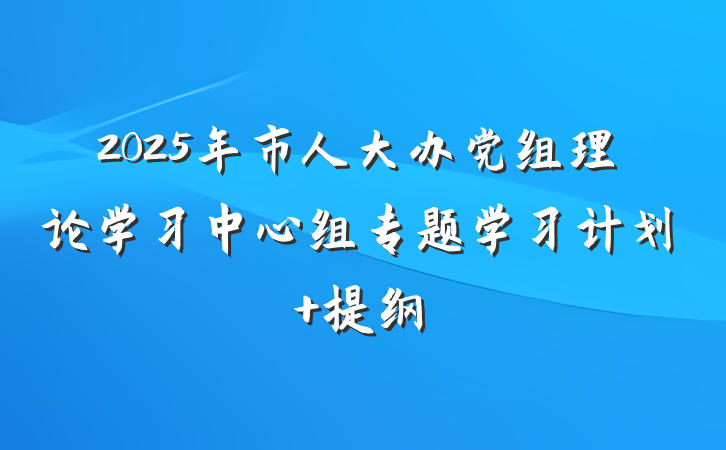 2025年市人大办党组理论学习中心组专题学习计划 提纲
