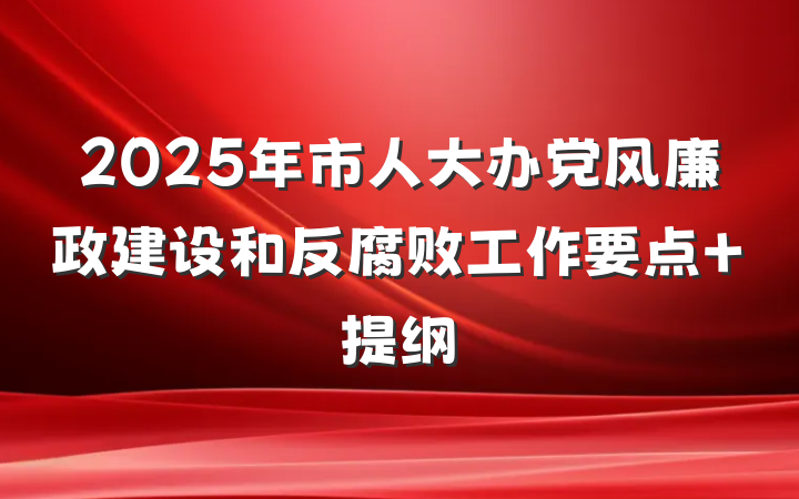 2025年市人大办党风廉政建设和反腐败工作要点 提纲