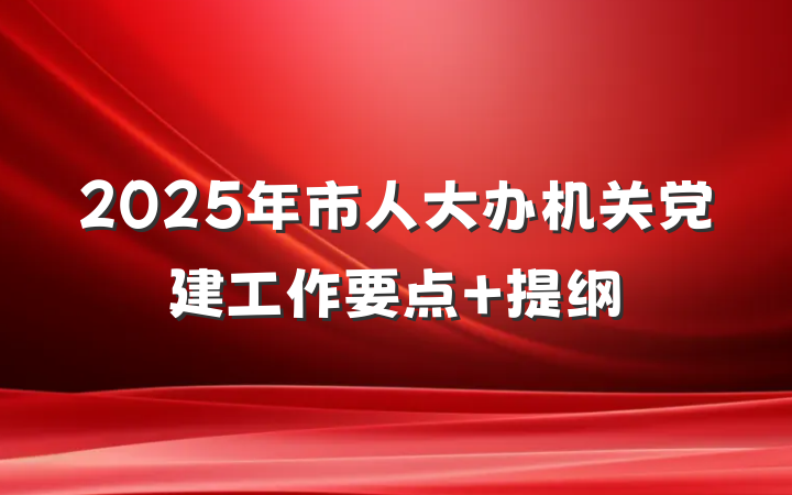 2025年市人大办机关党建工作要点 提纲