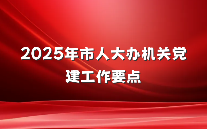 2025年市人大办机关党建工作要点