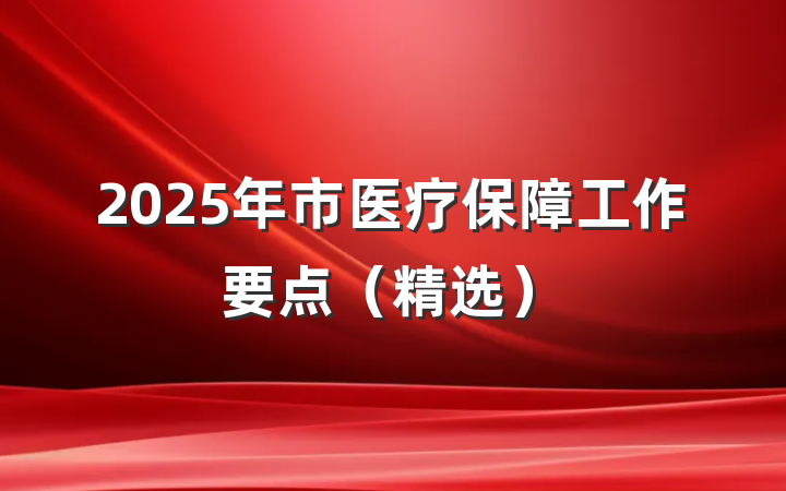 2025年市医疗保障工作要点（精选）