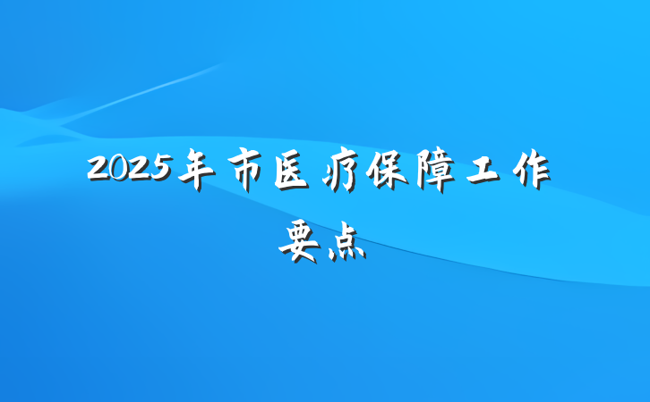 2025年市医疗保障工作要点