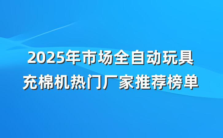 2025年市场全自动玩具充棉机热门厂家推荐榜单