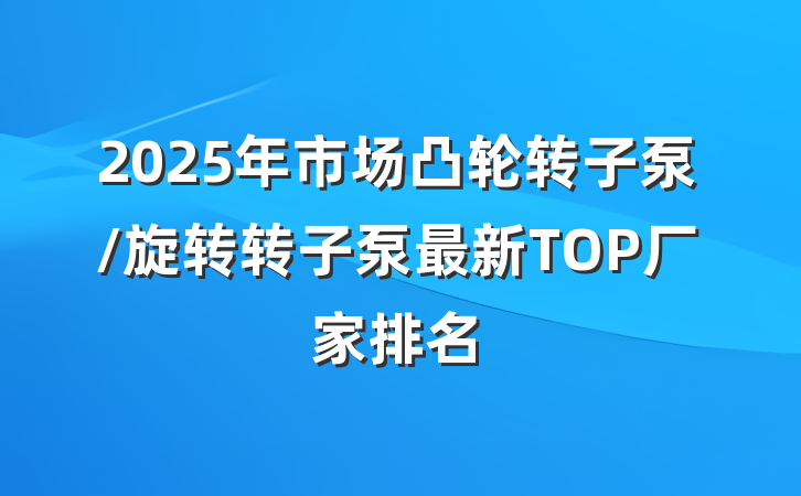 2025年市场凸轮转子泵/旋转转子泵最新TOP厂家排名