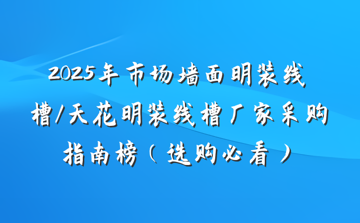 2025年市场墙面明装线槽/天花明装线槽厂家采购指南榜（选购必看）