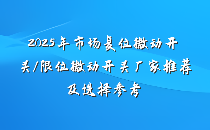 2025年市场复位微动开关/限位微动开关厂家推荐及选择参考