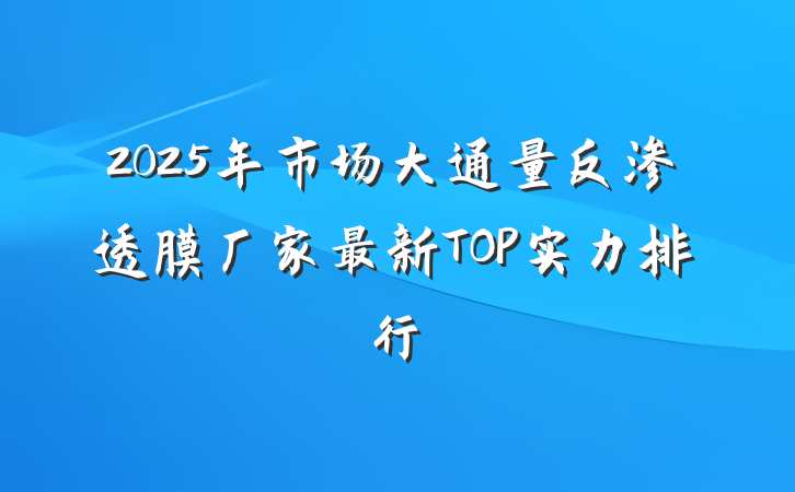 2025年市场大通量反渗透膜厂家最新TOP实力排行