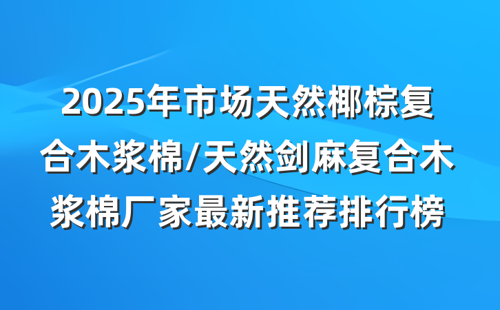 2025年市场天然椰棕复合木浆棉/天然剑麻复合木浆棉厂家最新推荐排行榜