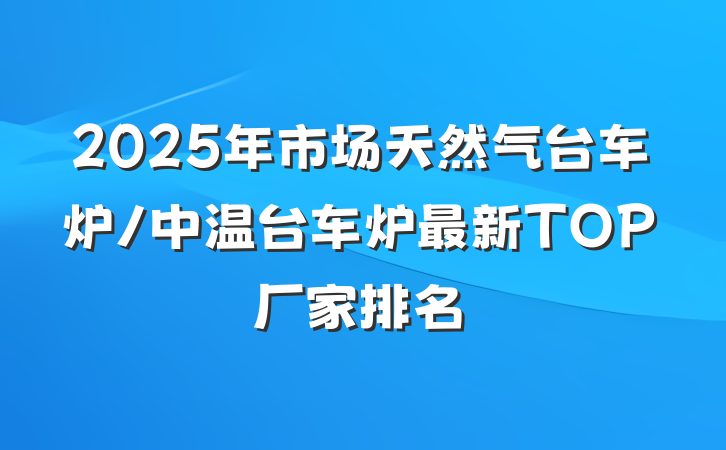 2025年市场天然气台车炉/中温台车炉最新TOP厂家排名