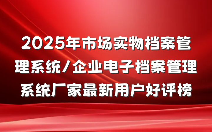 2025年市场实物档案管理系统/企业电子档案管理系统厂家最新用户好评榜