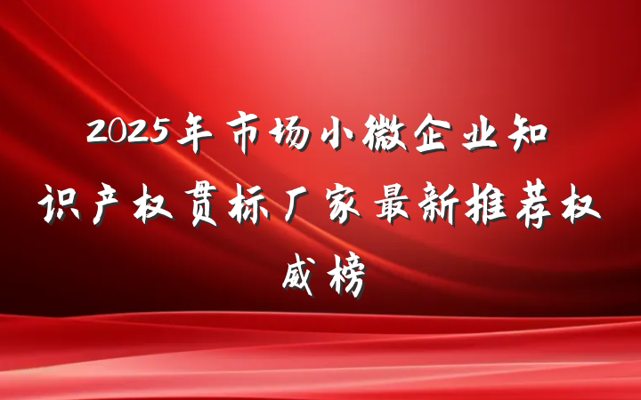 2025年市场小微企业知识产权贯标厂家最新推荐权威榜