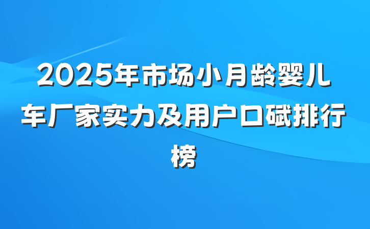 2025年市场小月龄婴儿车厂家实力及用户口碑排行榜