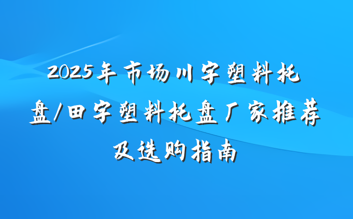 2025年市场川字塑料托盘/田字塑料托盘厂家推荐及选购指南