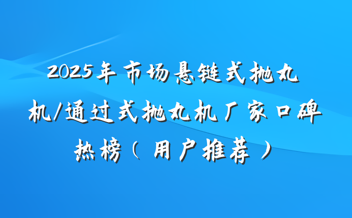 2025年市场悬链式抛丸机/通过式抛丸机厂家口碑热榜（用户推荐）