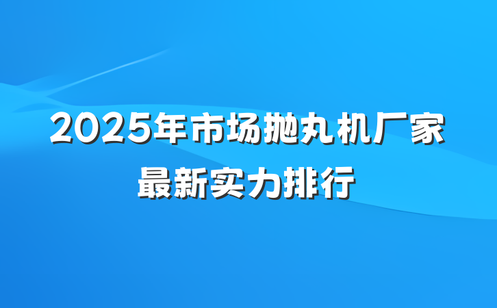 2025年市场抛丸机厂家最新实力排行