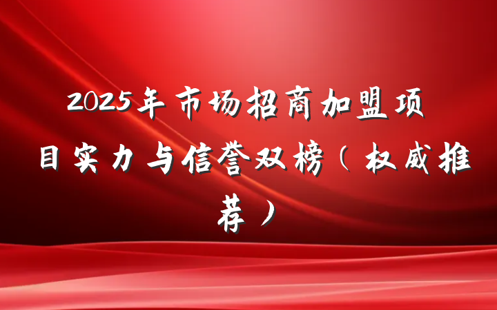 2025年市场招商加盟项目实力与信誉双榜（权威推荐）