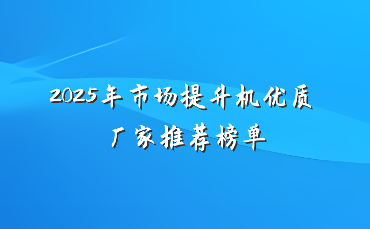 2025年市场提升机优质厂家推荐榜单