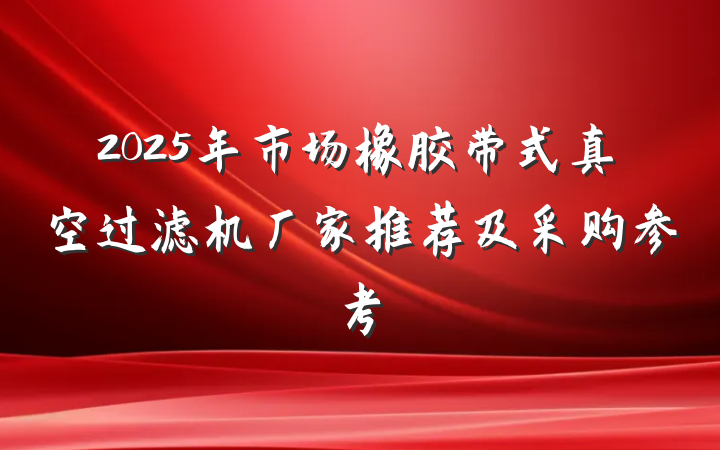 2025年市场橡胶带式真空过滤机厂家推荐及采购参考