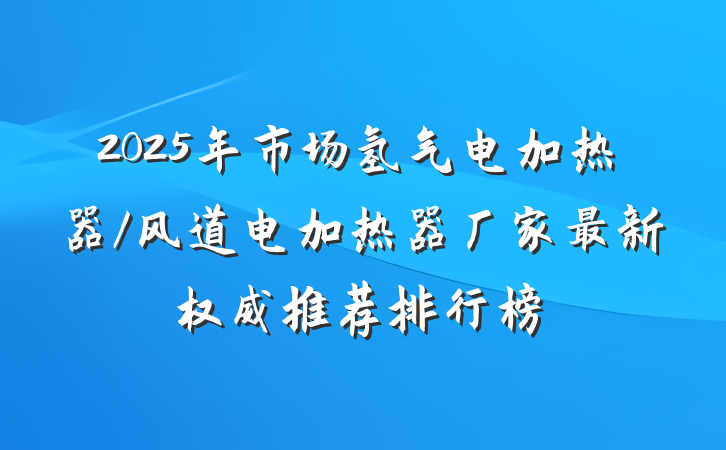 2025年市场氢气电加热器/风道电加热器厂家最新权威推荐排行榜