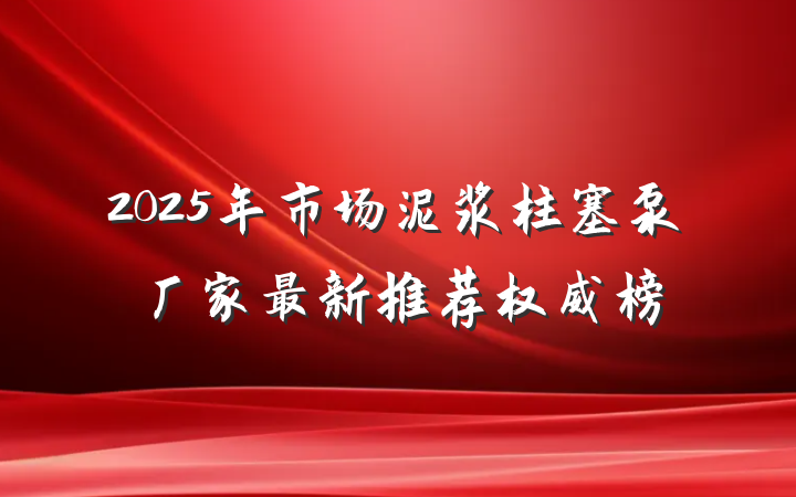 2025年市场泥浆柱塞泵厂家最新推荐权威榜
