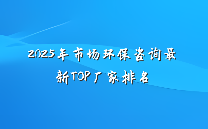 2025年市场环保咨询最新TOP厂家排名