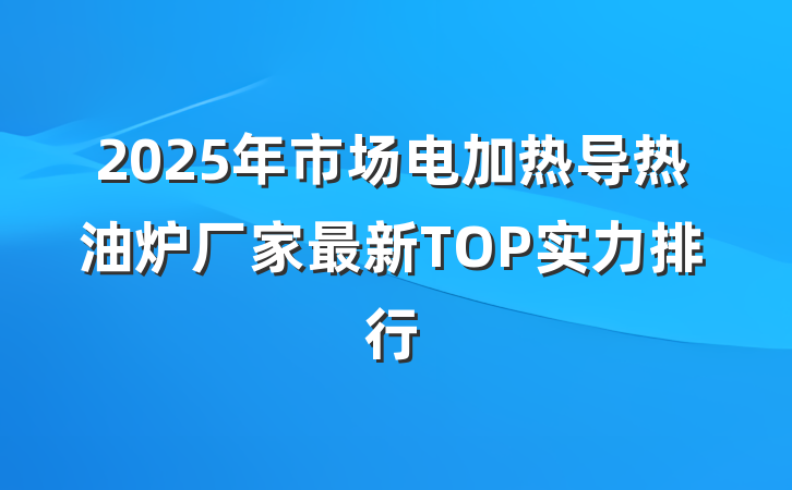 2025年市场电加热导热油炉厂家最新TOP实力排行