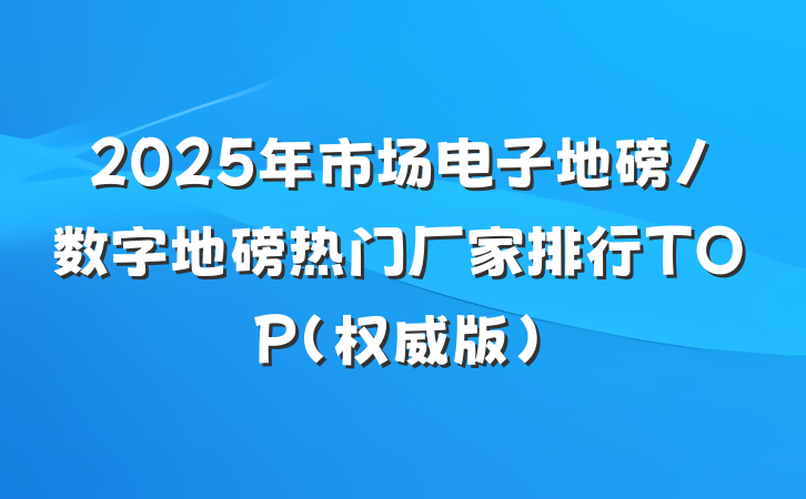 2025年市场电子地磅/数字地磅热门厂家排行TOP(权威版)