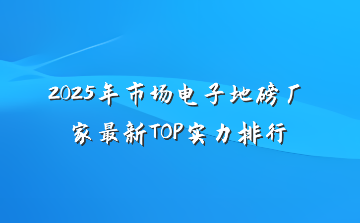 2025年市场电子地磅厂家最新TOP实力排行
