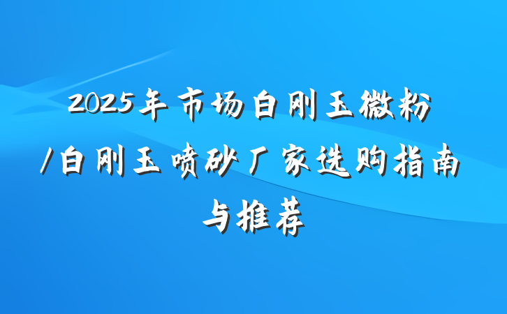 2025年市场白刚玉微粉/白刚玉喷砂厂家选购指南与推荐