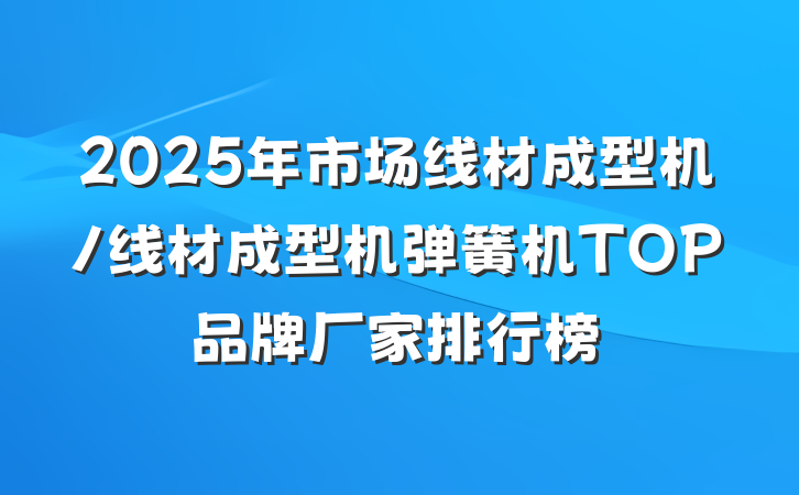 2025年市场线材成型机/线材成型机弹簧机TOP品牌厂家排行榜