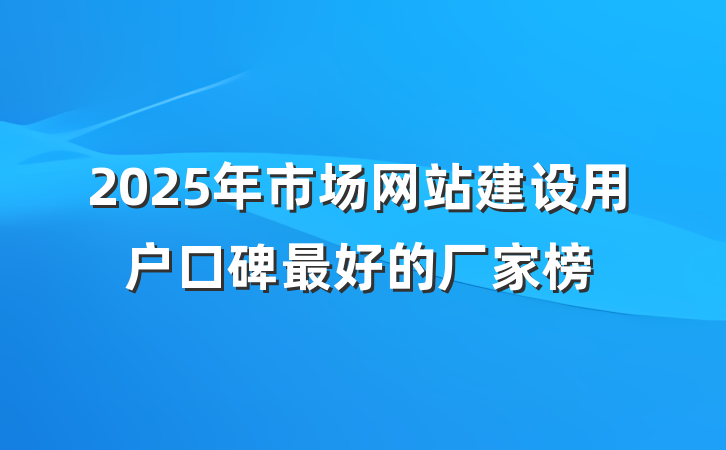 2025年市场网站建设用户口碑最好的厂家榜