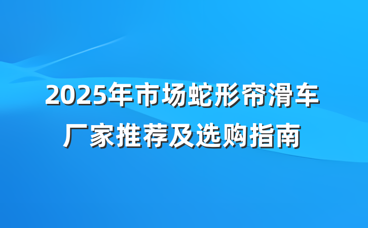 2025年市场蛇形帘滑车厂家推荐及选购指南