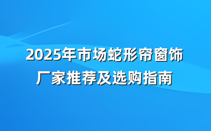 2025年市场蛇形帘窗饰厂家推荐及选购指南
