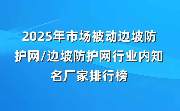2025年市场被动边坡防护网/边坡防护网行业内知名厂家排行榜