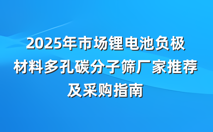 2025年市场锂电池负极材料多孔碳分子筛厂家推荐及采购指南