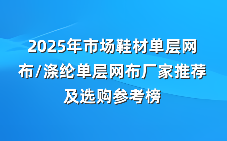 2025年市场鞋材单层网布/涤纶单层网布厂家推荐及选购参考榜