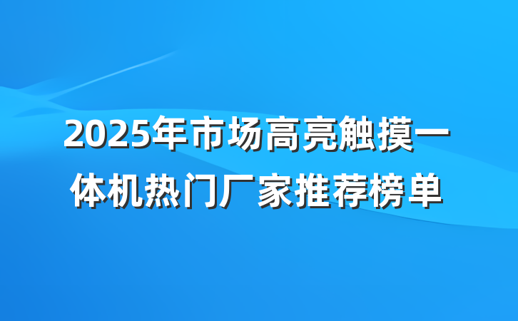 2025年市场高亮触摸一体机热门厂家推荐榜单