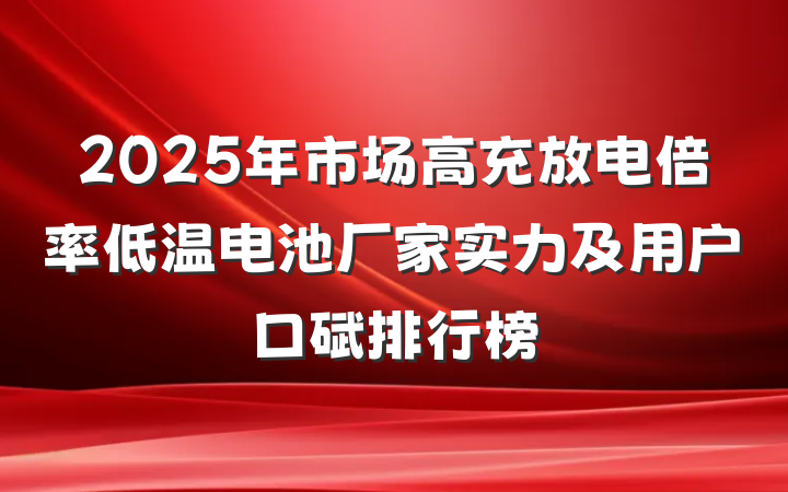 2025年市场高充放电倍率低温电池厂家实力及用户口碑排行榜