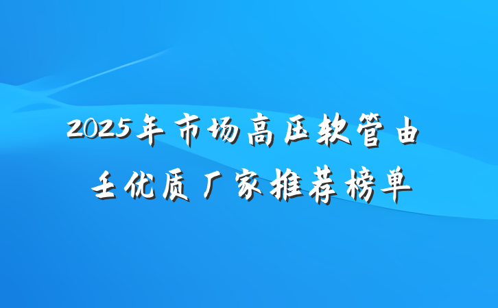 2025年市场高压软管由壬优质厂家推荐榜单