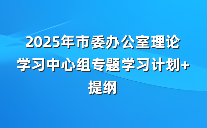 2025年市委办公室理论学习中心组专题学习计划 提纲