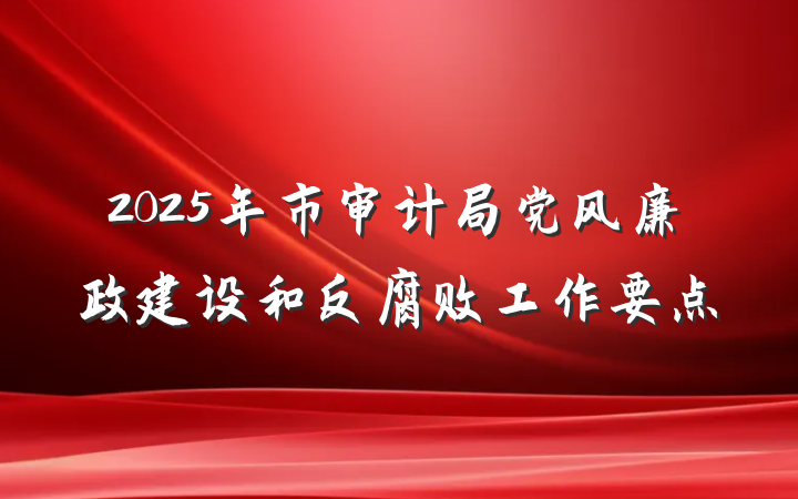 2025年市审计局党风廉政建设和反腐败工作要点